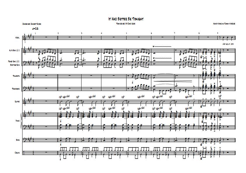 Michael Buble - It Had Better Be Tonight Sheet Music - Big Band Arrangement / Chart : Sample Image