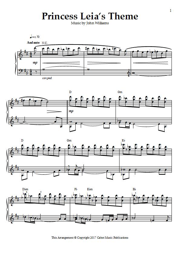John Williams - Princess Leia's Theme Piano Sheet Music : Sample Image