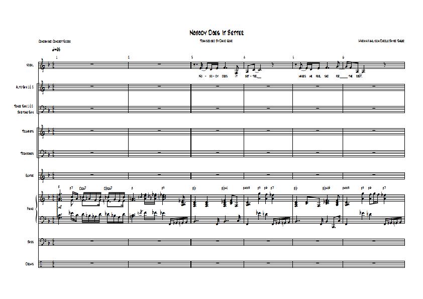 Carly Simon - Nobody Does It Better Sheet Music - Big Band Arrangement / Chart : Sample Image