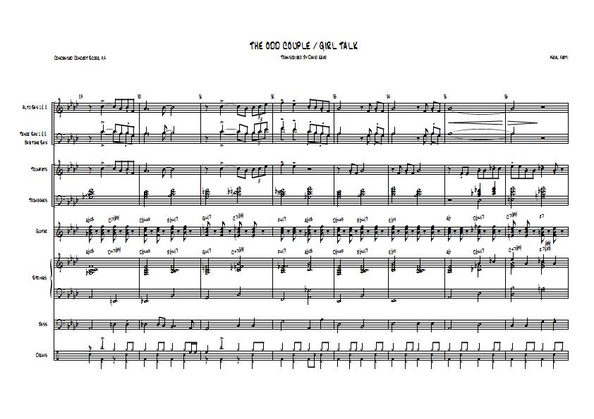 Neal Hefti - Theme From The Odd Couple / Girl Talk Sheet Music - Big Band Arrangement / Chart : Sample Image