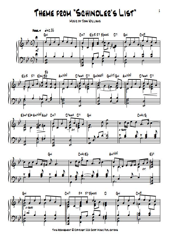 John Williams - Theme from Schindler's List Piano Sheet Music : Sample Image