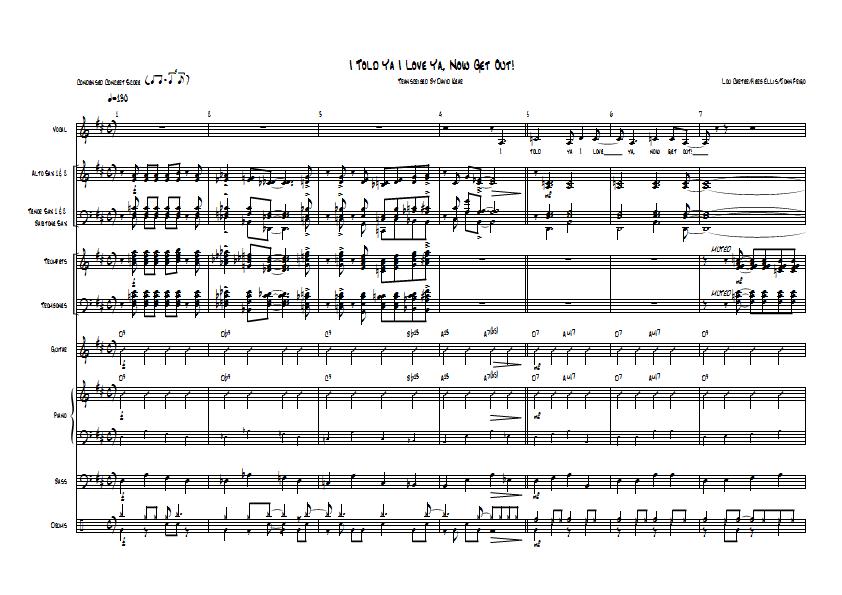 Cybill Shepherd - I Told Ya I Love Ya, Now Get Out! Sheet Music - Big Band Arrangement / Chart : Sample Image